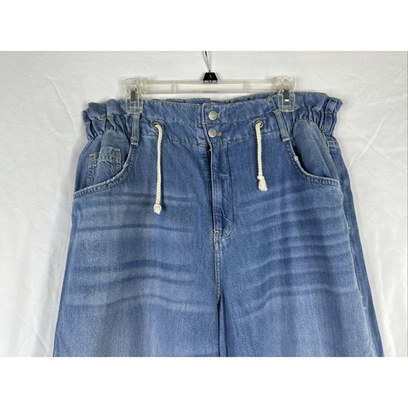 Pilcro Light Blue Paperbag Waist Wide Leg Jeans - Picture 2 of 16